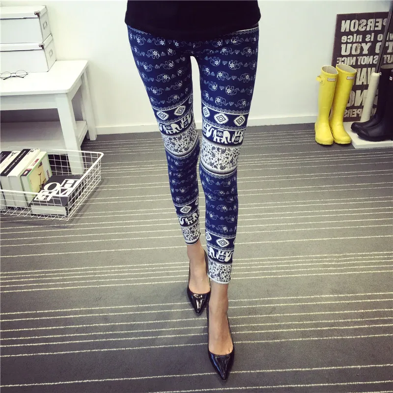 Women's Summer Casual Polyester High-Waist Leggings With Print