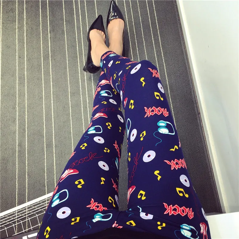 Women's Summer Casual Polyester High-Waist Leggings With Print