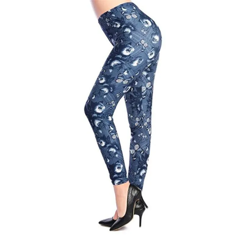 Women's Summer Casual Polyester High-Waist Leggings With Print