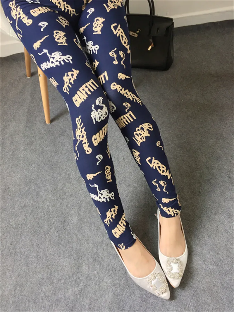 Women's Summer Casual Polyester High-Waist Leggings With Print
