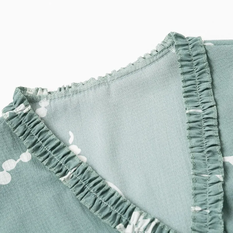 Women's Summer Casual V-Neck A-Line Ruffled Short Dress