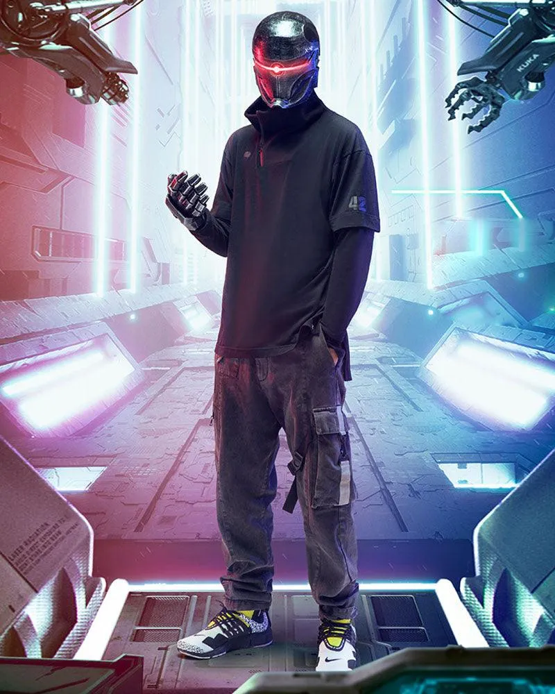 XIPHEVIL Cyberpunk Reflective Unisex Denim Cargo Pants