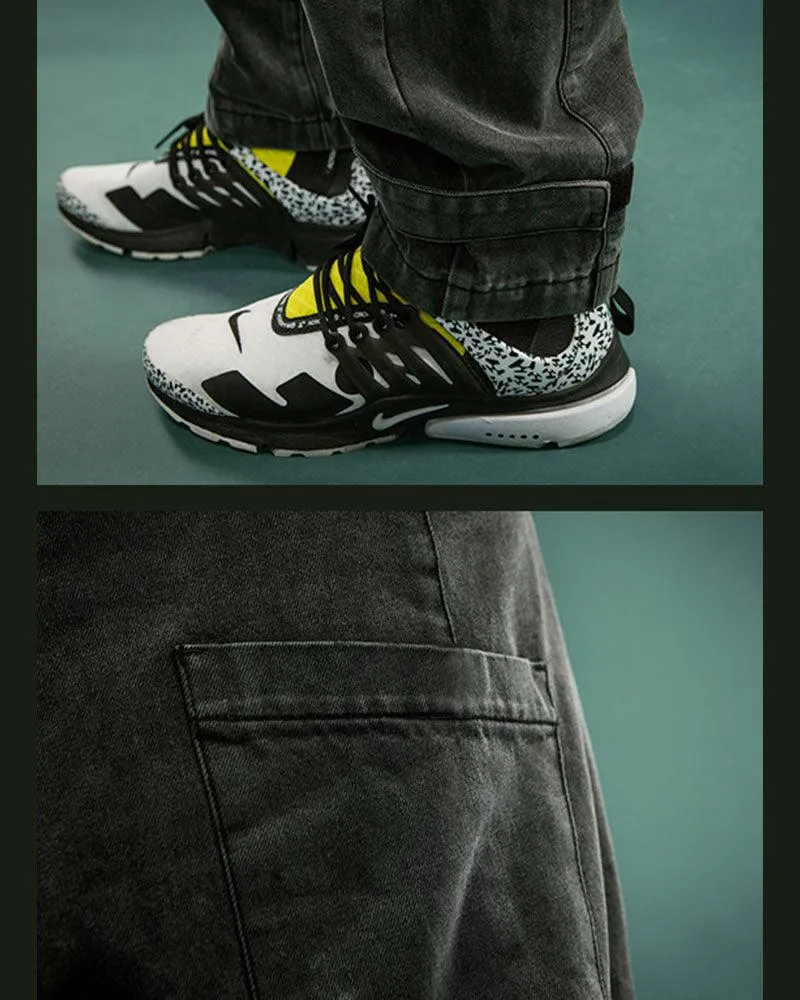 XIPHEVIL Cyberpunk Reflective Unisex Denim Cargo Pants