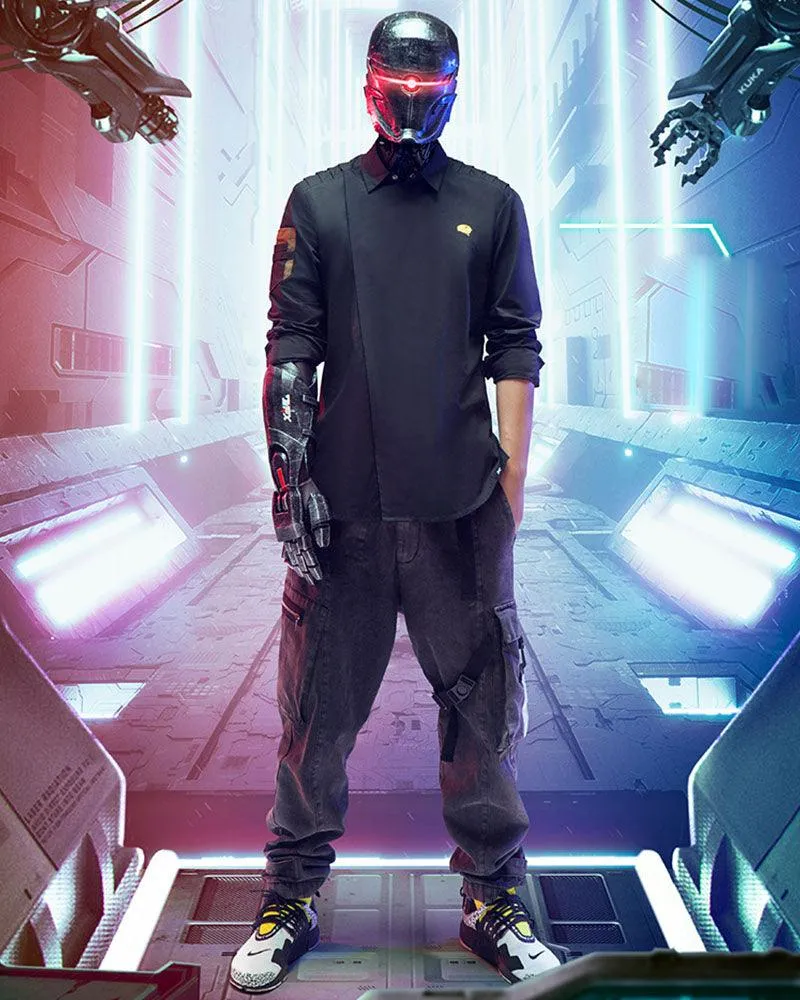 XIPHEVIL Cyberpunk Reflective Unisex Denim Cargo Pants